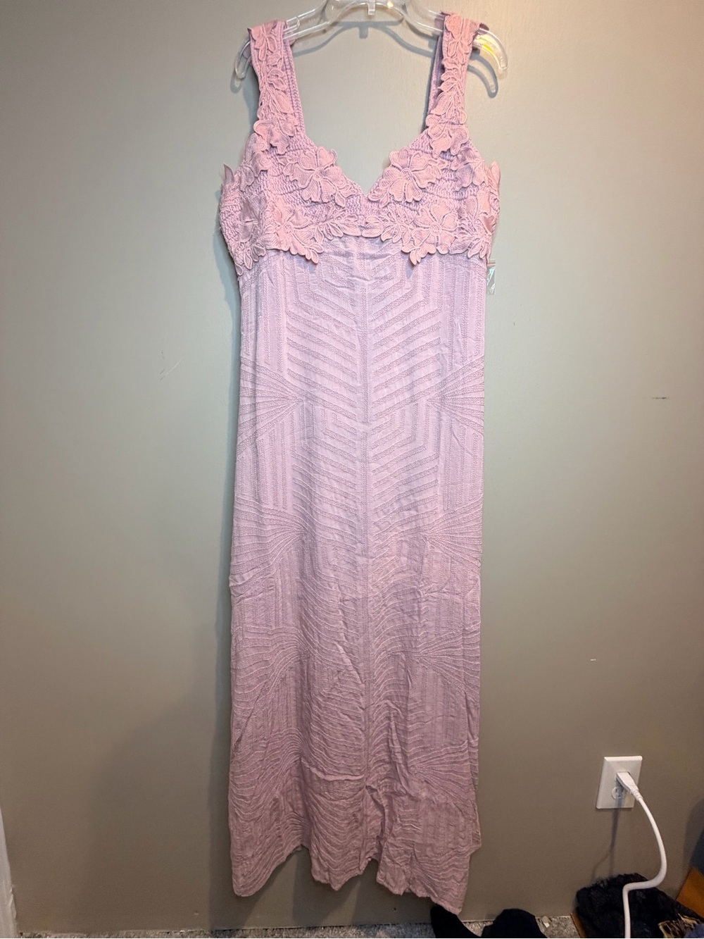 Free People Blush Pink Lace-Trim Maxi Dress
